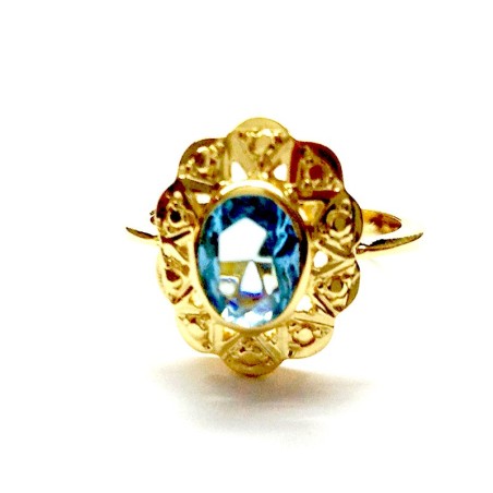 Anillo CUCARACHA Oro Aguamarina