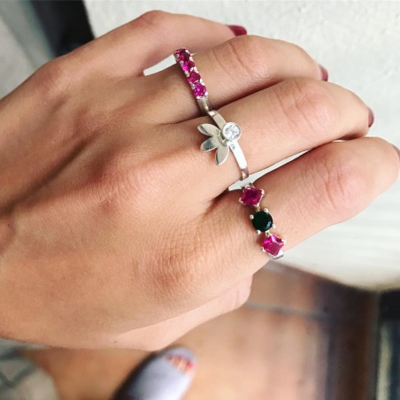 Anillo CIRCON Zafiro y Rubí Plata