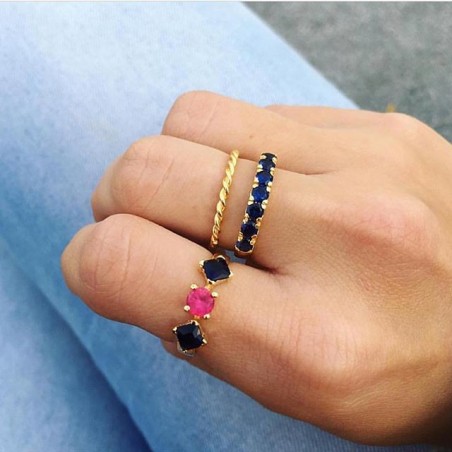 Anillo CIRCON Zafiro y Rubí Plata