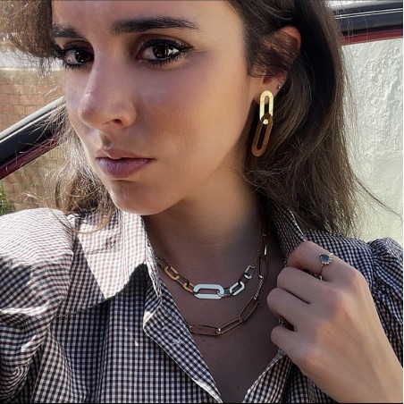Pendientes ESLABON Plano Plata