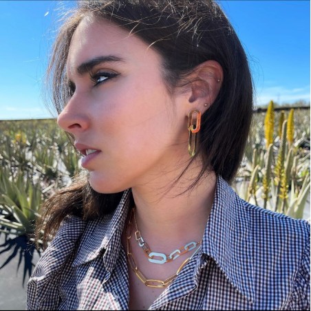 Pendientes ESLABON Plano Plata