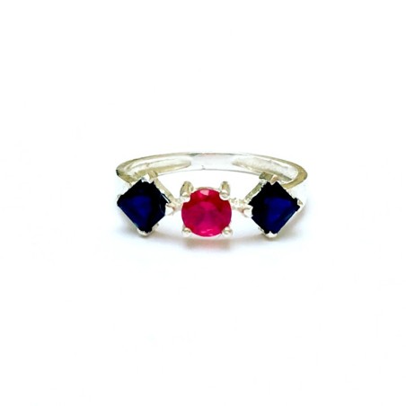 Anillo CIRCON Zafiro y Rubí Plata
