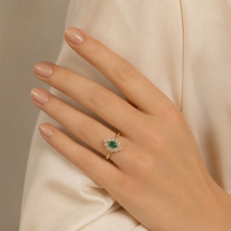 Anillo ADELA Esmeralda Gold
