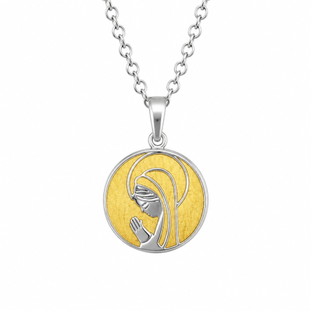 Colgante MEDALLA VIRGEN NIÑA BICOLOR
